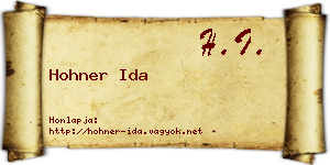 Hohner Ida névjegykártya